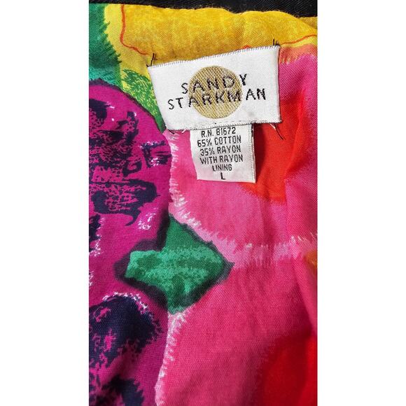 Sandy Starkman Patchwork Jacket Cottagecore Boho Festival Craft Cotton Rayon L - Picture 4 of 11